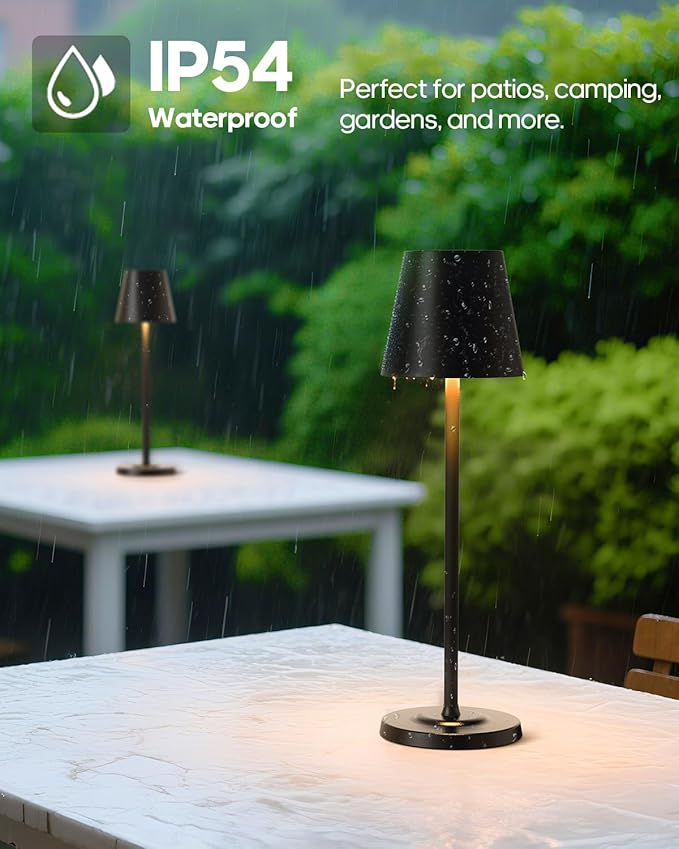 LED Cordless Table Lamp Rechargeable, 3-Height Adjustable, 5500mAh Battery Operated Lamp, 3-Color Dimming Touch Lamp, Portable Lamp for Dining, Bedroom,Camping, Outdoor, Indoor(Black 2 Pcs)
