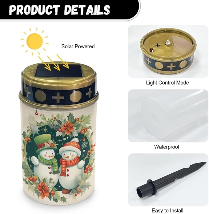 Christmas Light for Prayer Cemetery Solar Lights for Grave Cemetery Lovely Snowman Candle Lamp Garden Cemetery Christmas Decorations