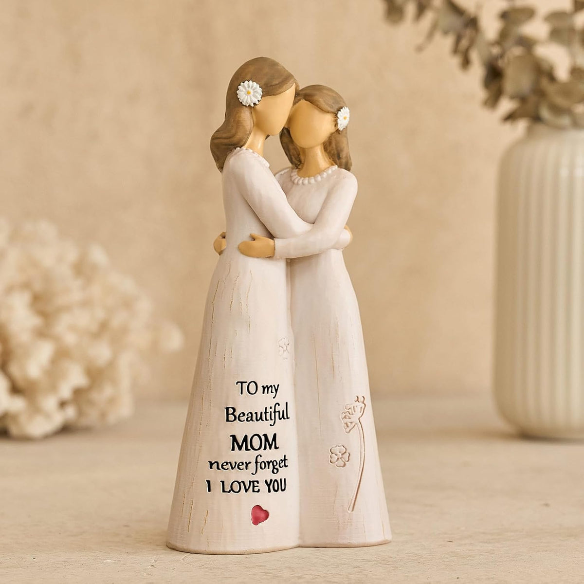 NAN ZAI NAN FANG Mother Daughter Figurine - Hand-Painted 5.5" Resin Sculpture for Home Decor | Perfect Gift for Moms
