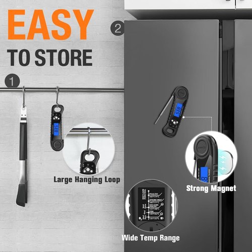 AMMZO Digital Meat Thermometer - Instant Read Food Thermometer for Cooking & Grilling | Essential Kitchen Gadget