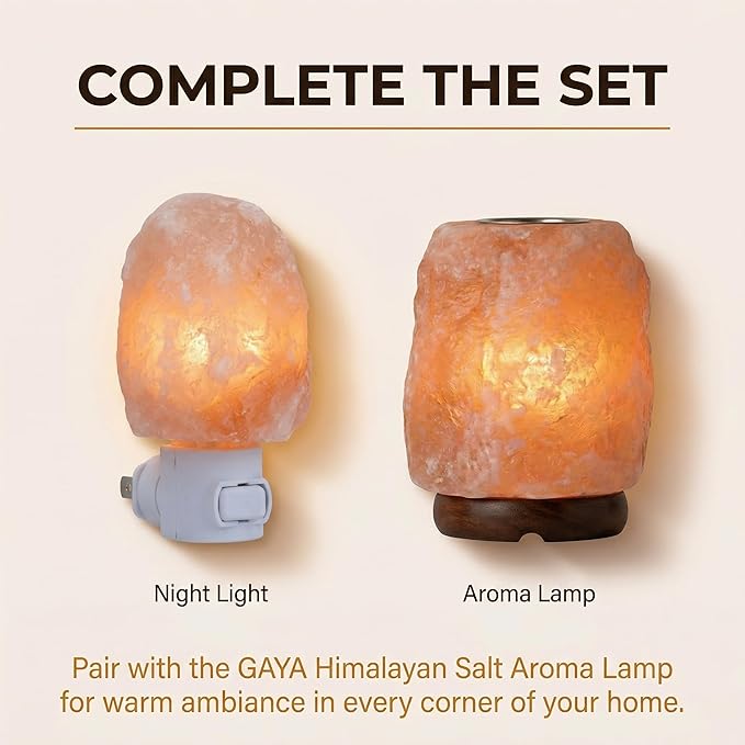 Himalayan Salt Night Light Plug In - Salt Rock Lamp for Bedroom, Bathroom & Hallway | 360 Rotating Plug | Warm Amber Glow | Calming Sleep Light | 2 Bulbs Included | Kids Safe UL Listed | Gift Ready