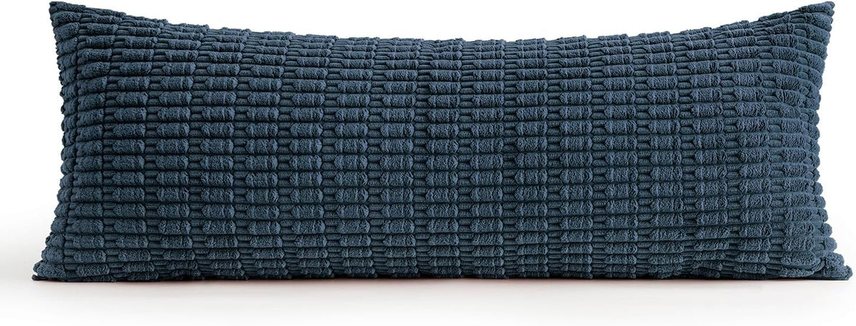 MIULEE Blue Long Body Lumbar Throw Pillow Cover - Soft Boho Decor for Couch & Sofa | 14x36 Inch