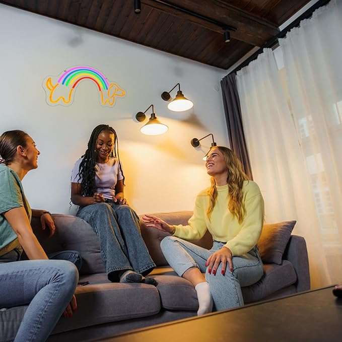 Rainbow Dachshund Neon Sign for Wall Decor Dimmable Dog Neon Light Cute Puppy Neon Light Sign Rainbow Light Signs for Pet Shop Kid Room Bedroo Dog Lovers Pride Gifts