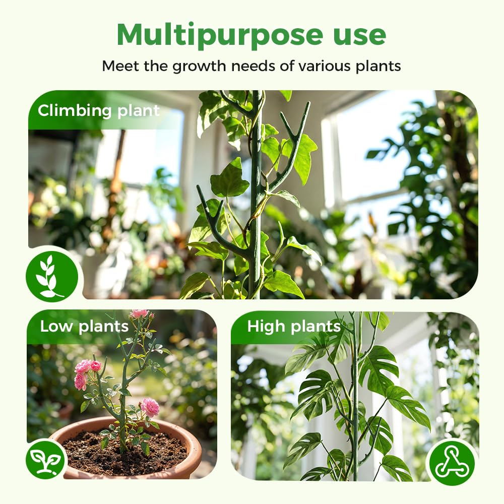 6 Pack Stackable Monstera Plant Support, Garden Plant Support Stakes for Indoor Outdoor Plants, Climbing Plant Support Structures Plant Holder Stick Moss Pole for Support Tall Potted Plants (6 Pack)
