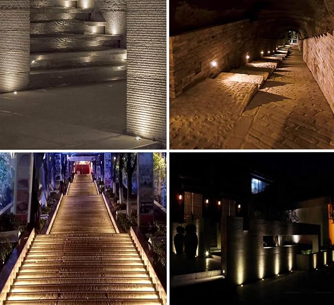 LED In-Ground Step Light- Half Moon Anti-Glare, 3W 12V-24V DC, Recessed Wall Lights, IP67 Waterproof, Buried Underground Outdoor Landscape Lighting,Warm White 3000K(1 Pack)