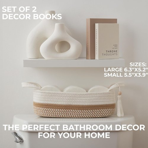 KIBAGA Modern Bathroom Decor Books - Set of 2 Funny Restroom Accessories for Charming Bath Shelf