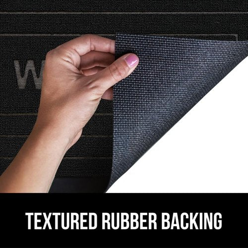 GORILLA GRIP 100% Waterproof All-Season WeatherMAX Doormat, 47x35, US Designed Natural Rubber, Stain and Fade Resistant, Low Profile Indoor Outdoor Door Mats, Easy Clean Patio Mat, Black Welcome