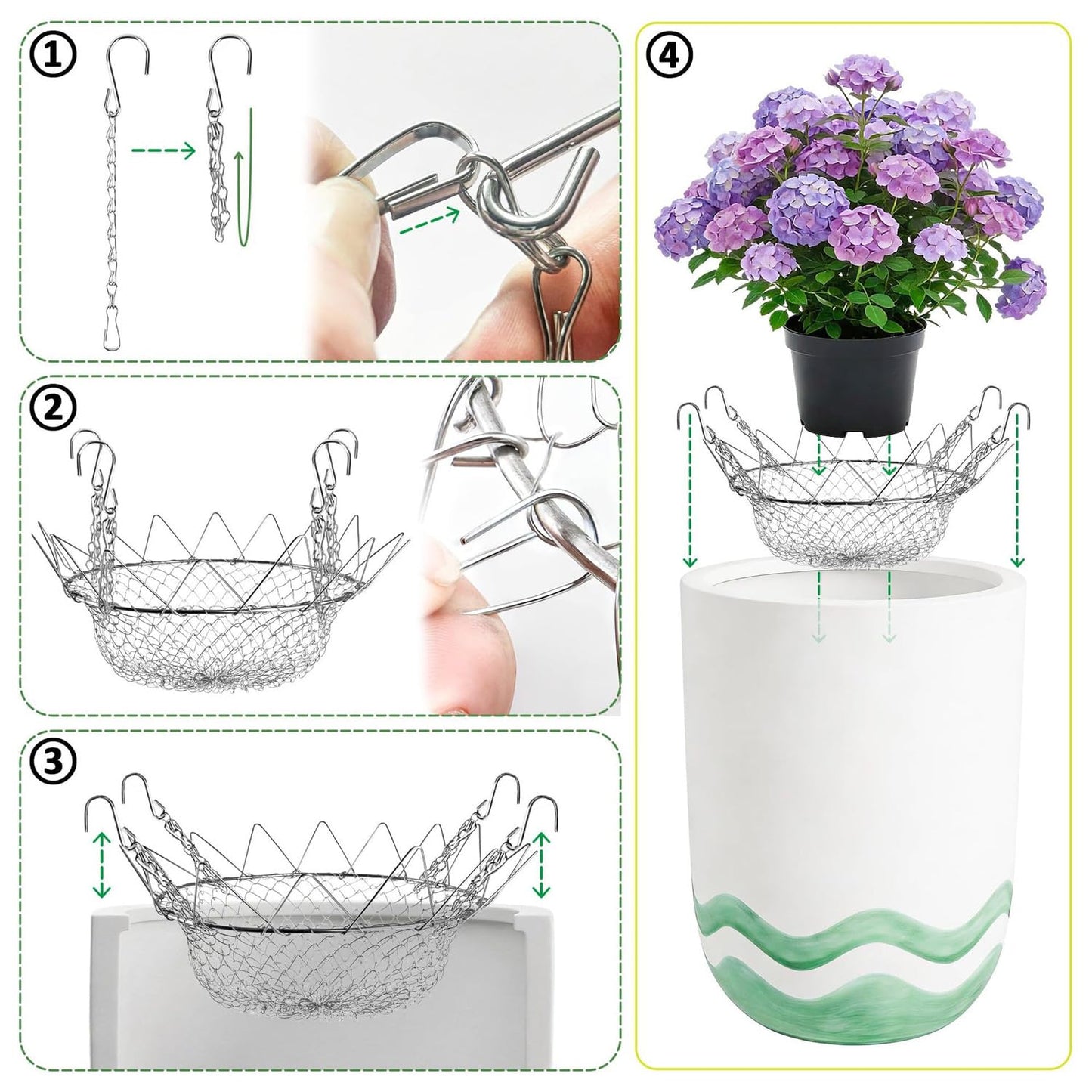 LKYAL Adjustable Planter Insert, Sleek, – Durable Premium Heavy Duty Riser, Chains Fillers Outdoor Indoor, Flower Potted Home, Outdoor Indoor Flower Potted Home Modern Compact (2)