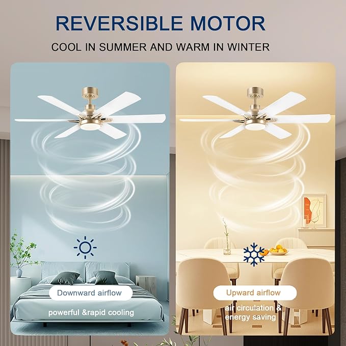 52in Ceiling Fans with Lights RGB Ceiling Fan with Light and Remote/APP Control,Low Profile Ceiling Fans with Lights for Bedroom,Living Room,Kids Room,3CCT Dimmable Modern Ceiling Fan, 6 Speeds,white