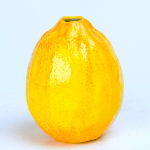 Cynkeyee Unique Lemon-Shaped Vases - Set of 2 Ceramic Decor for Flowers | 3.5 x 3.5 x 4.5 Inch