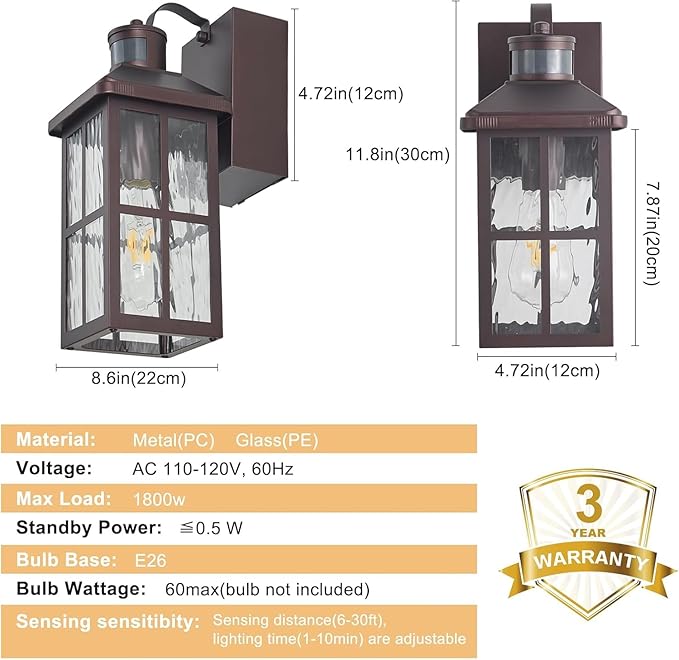 Porch Lights with GFCI Outlet with Remote,Dusk to Dawn Motion Sensor Outdoor Light, Upgraded 4 Lighting Modes Exterior Fixture Waterproof Outside Lights for House Patio Garage