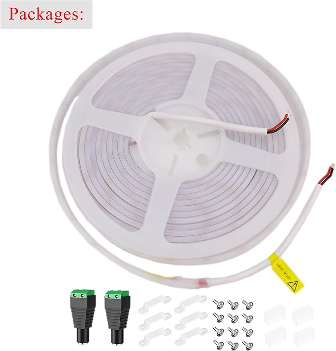 COB LED Strip Lights Waterproof IP67 Blue DC12V 16.4ft/5m 480LEDs/m 8mm Dimmable Cuttable LED Rope Lights for Outdoor Gardens Backyard DIY Decor