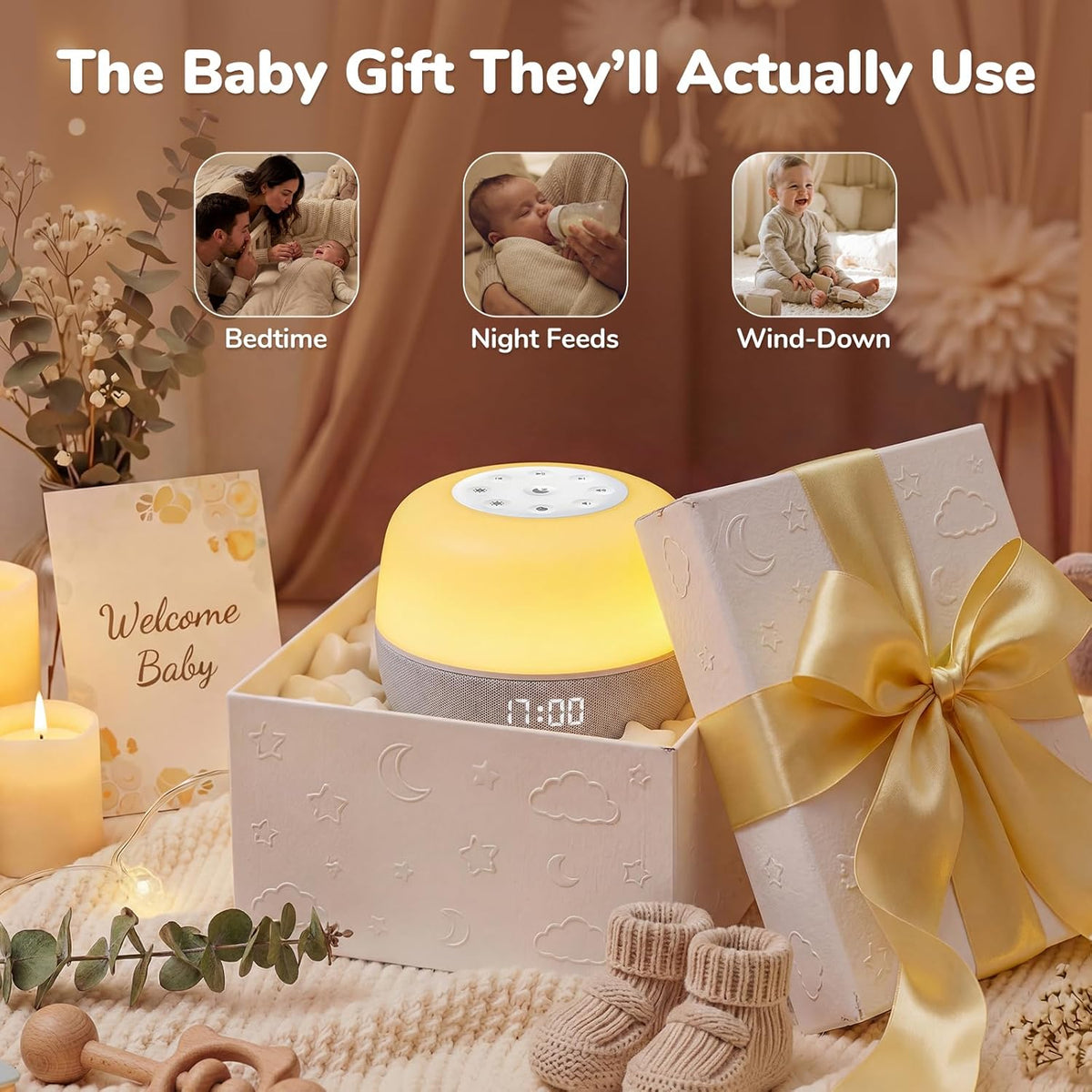 Mom's Choice Awards Sound Machine - White Noise with Sunrise Alarm & App Control | 360° RGB Night Light for Adults & Kids