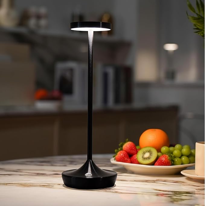 Cordless Table Lamp Rechargeable - 6000mAh LED Battery Operated Table Light - Portable Touch Dimmable Outdoor Waterproof Table Lamps for Patio Restaurant Dining (2 Black)