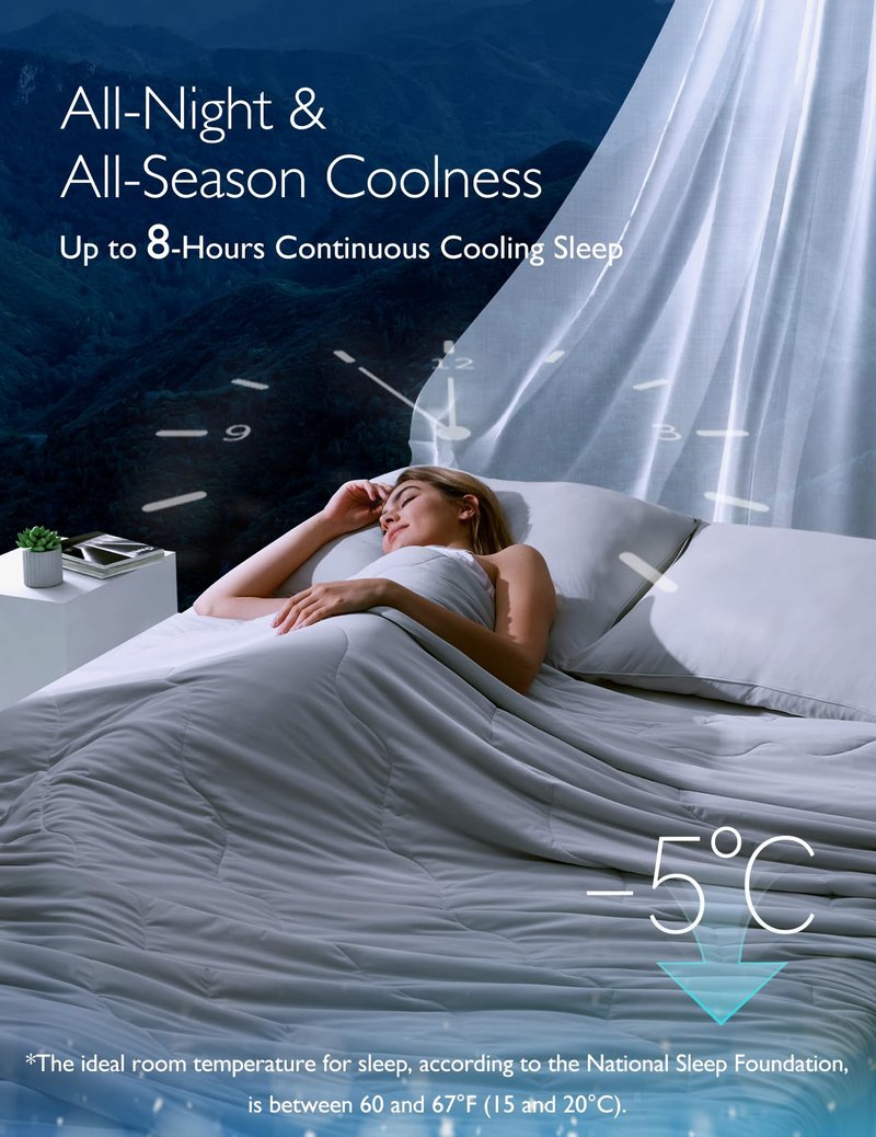 Momcozy Life CoolMurm Cooling Comforter for Hot Sleepers, King/Cali King 106"x90" Soft Breathable Pregnancy Cooling Blanket, 3-Second Cooling, 8 Hours+ Stay Cool All Night, Deep Light Grey