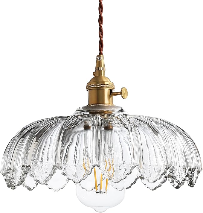 Plug in Pendant Light Hanging Lamp: Kitchen Pendant Lighting Clear Glass Pendant Light, Pendant Lights for Kitchen Island, Bedroom, Dining Room, Living Room, E26 No Bulb