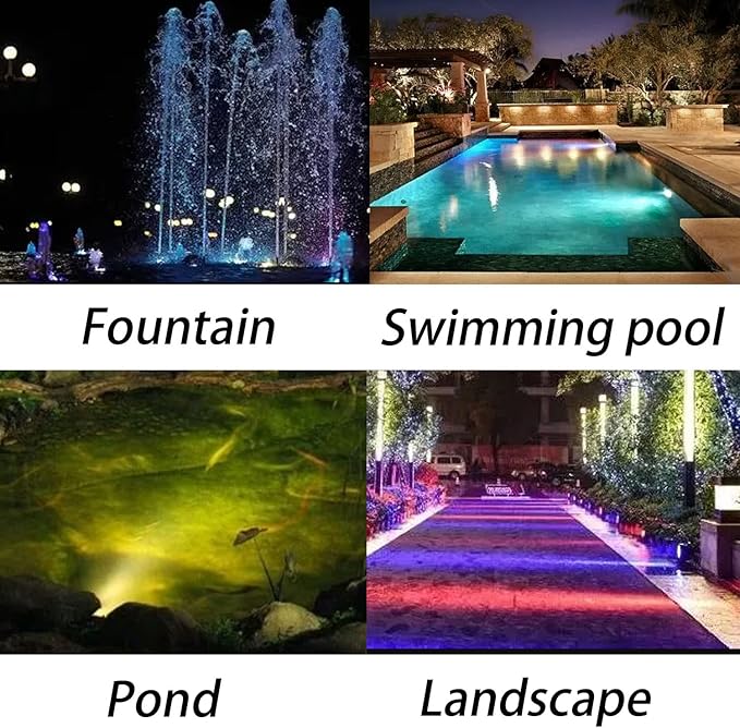 Colored Pond Lights with Timer, RGB Fountain Light IP68 Waterproof, Dimmable Outdoor Landscape Lights Fish Tank Pond Fountain Garden, 4 in Set