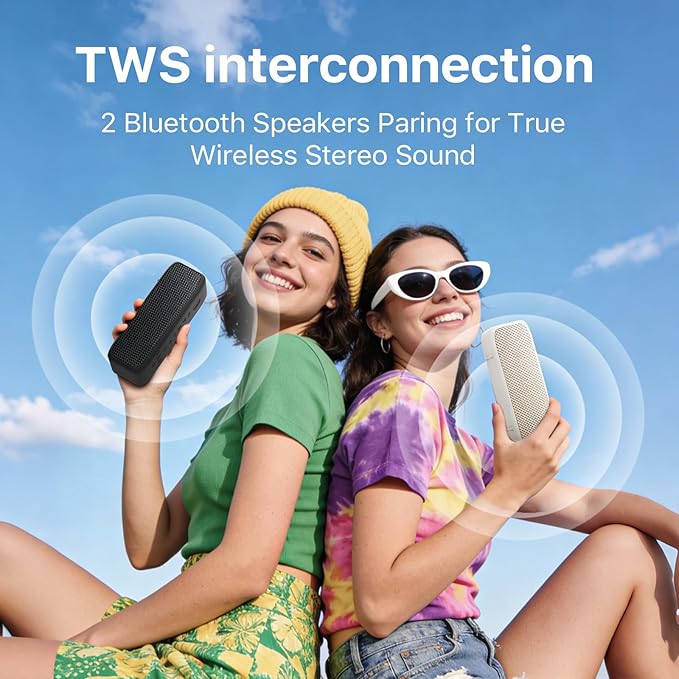 NOBIS Bluetooth Speaker, IP68 Waterproof, Bluetooth 6.0,Portable Speaker Wireless with 20W Loud TWS Stereo Sound, 24H Playtime, Voice Assistant Support, TF Card Slot & AUX Input, for Camping, Travel