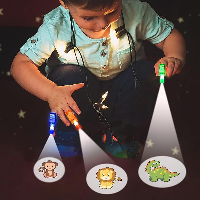 24Pcs Pre filled Easter Eggs with Egg Fillers Finger Lights, Easter Basket Stuffers for Teens Toddler Boys Girls Plastic Easte r Eggs Filled Toys for Kids Party Favors Gifts Glow In The Dark Egg Hunt