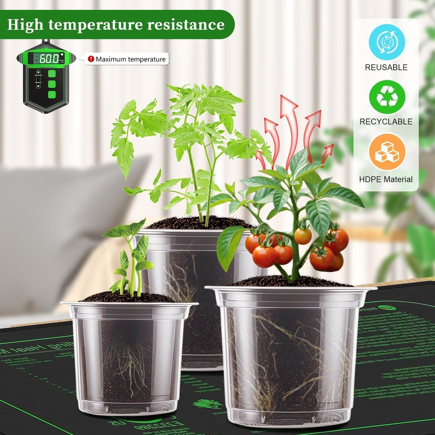 SupKing Clear Nursery Pots 5/4/3.5 Inch Plastic Seed Starter Plant Flower Pot with Drainage Holes for Transplanting Succulents Cuttings Seedlings 15 Labels (12Pcs)