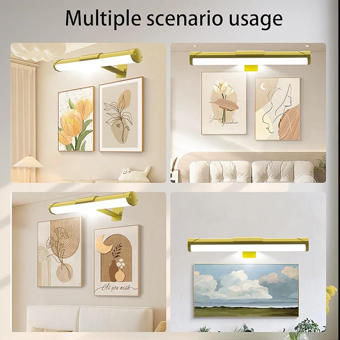 MIOBLUE Picture Light with Remote and Timer, 13.8in Rechargeable Picture Light with 3 Color Modes, Dimmable Cordless Painting Light for Wall Display, Gallery Artwork, Portraits, Dartboards