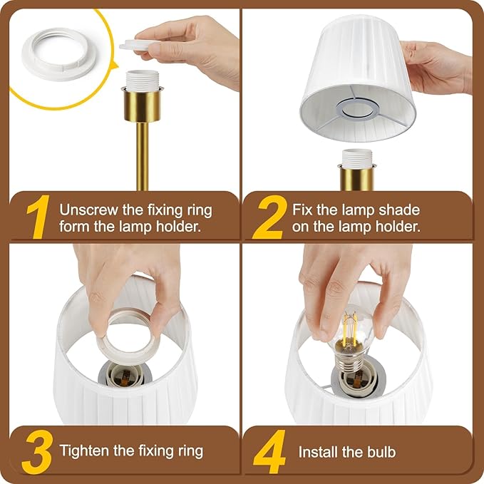 FRIDEKO HOME Rechargeable Table Lamp Gold - Cordless Battery Operated Lamp, Fabric Shade Desk Lamp, Wireless Lamp for Decor Bedroom Dining Table Counter (1pcs-Soft Fabric-Bulb Included-15.7in)