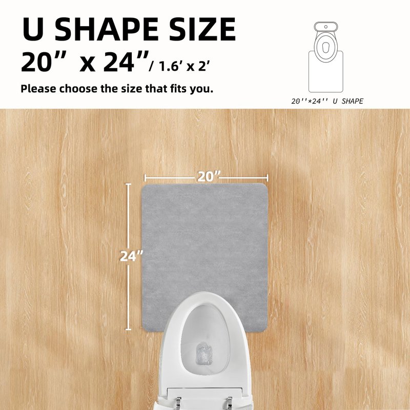 TYUU Toilet Rug, Thin Toilet Rugs U Shaped Washable Non Slip Absorbent Quick Dry Low Pile Toilet Mat, 20"x24" U Shape Light Grey