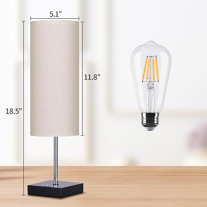 18Inch Cordless Lamp Table Lamps set of 2, 5000mAh Rechargeable Beside Table for Living Room, 2700K Battery Operated Small Bedroom Desk Lamp for Night Stand Linen Fabric Shade for Home(Bulb Included)