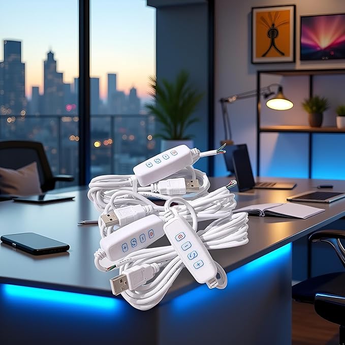 1 Pcs White DC5V USB LED Dimmer Extension Cable with On/Off Switch Adapter LED Dimming Controller for LED Light Bulb Lamps USB-Port Power Cable for Led Light Bulb Lamps