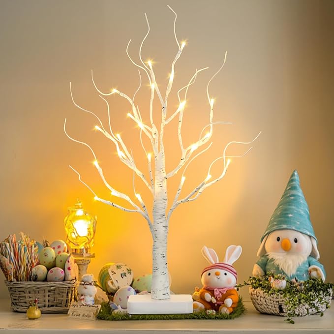 EAMBRITE Birch Tree with Led Lights, Christmas Decorations for Home Indoor with Timer, Lighted Mini Small Artificial Lamp Prelit Twig Tree Battery Operated for Xmas Table Centerpiece Party Decor