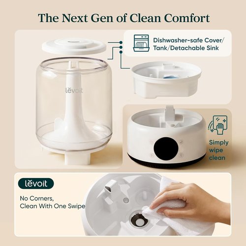 LEVOIT Smart Humidifier - 4.2L Top Fill for Large Rooms | 42H Runtime, Whisper-Quiet Cool Mist, APP & Voice Control