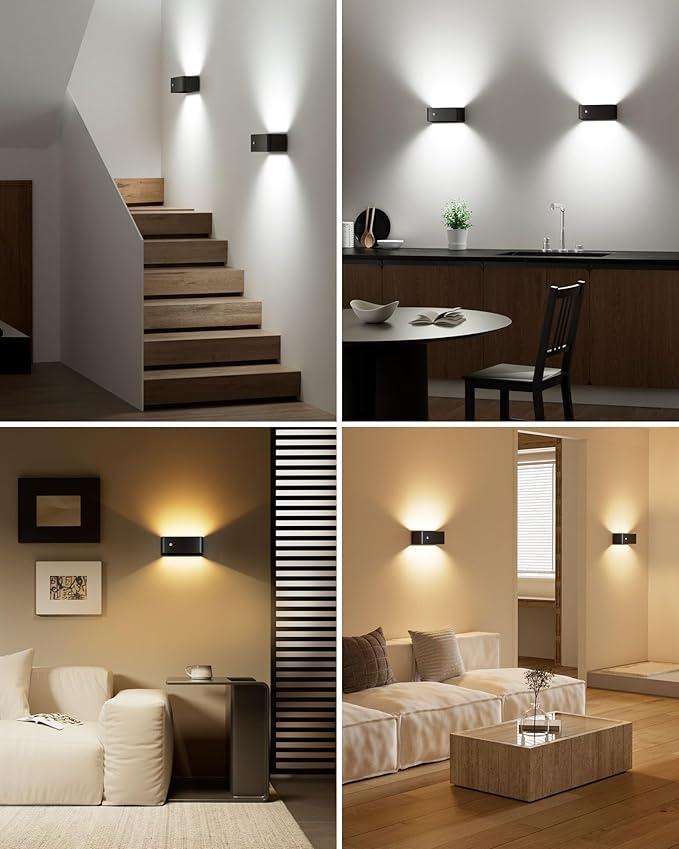 Motion Sensor Wall Sconce Indoor with Remote Control 3 Colors Wireless Wall Light LED Wall Sconces Rechargeable 8000mAh Battery Operateded Wall Lamps Brightness Adjustable for Bedroom