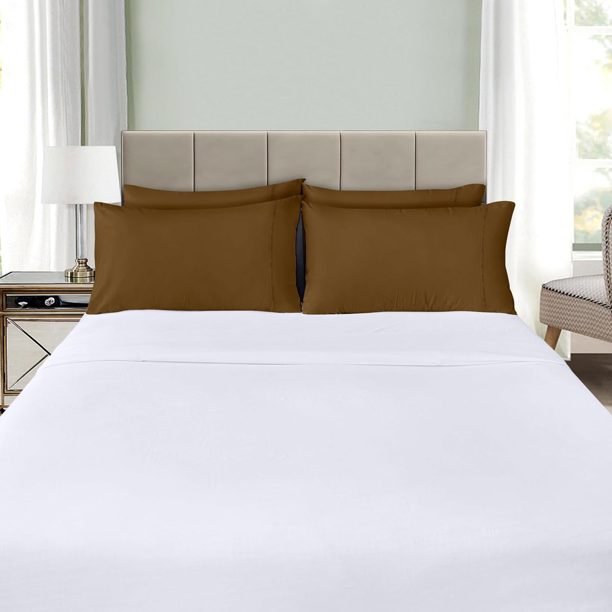 Utopia Bedding Standard Pillow Cases - Soft Brushed Microfiber - 4 Pack | 20 X 26 Inches, Mocha