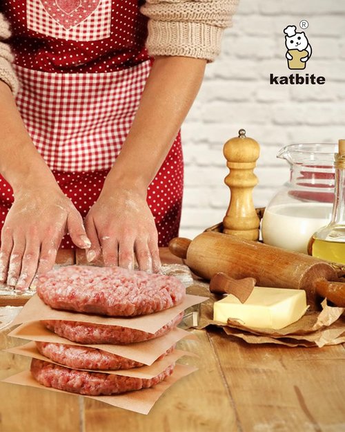 Katbite 300Pcs Patty Paper - Unbleached Heavy Duty Non-Stick 6x6 Inch Squares for Burgers & Cookies