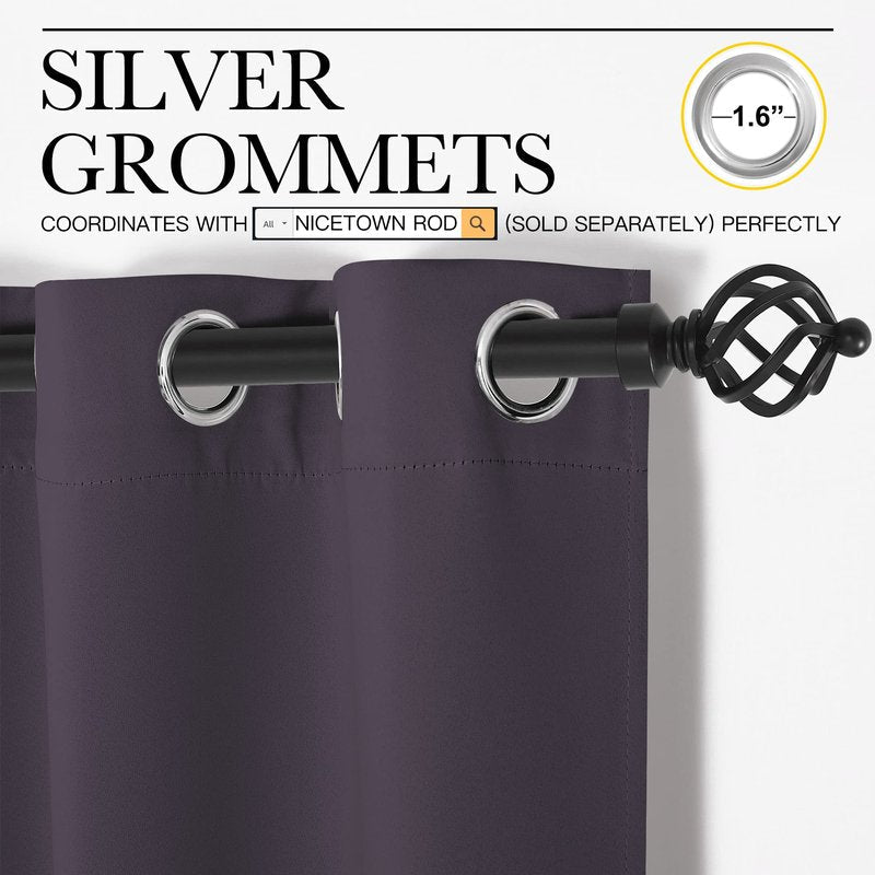 NICETOWN Greyish Purple Blackout Curtains 68 inches Length for Living Room, 2 Panels, 55" Wide, Thermal Insulated Decoration Drapes for Bedroom Window