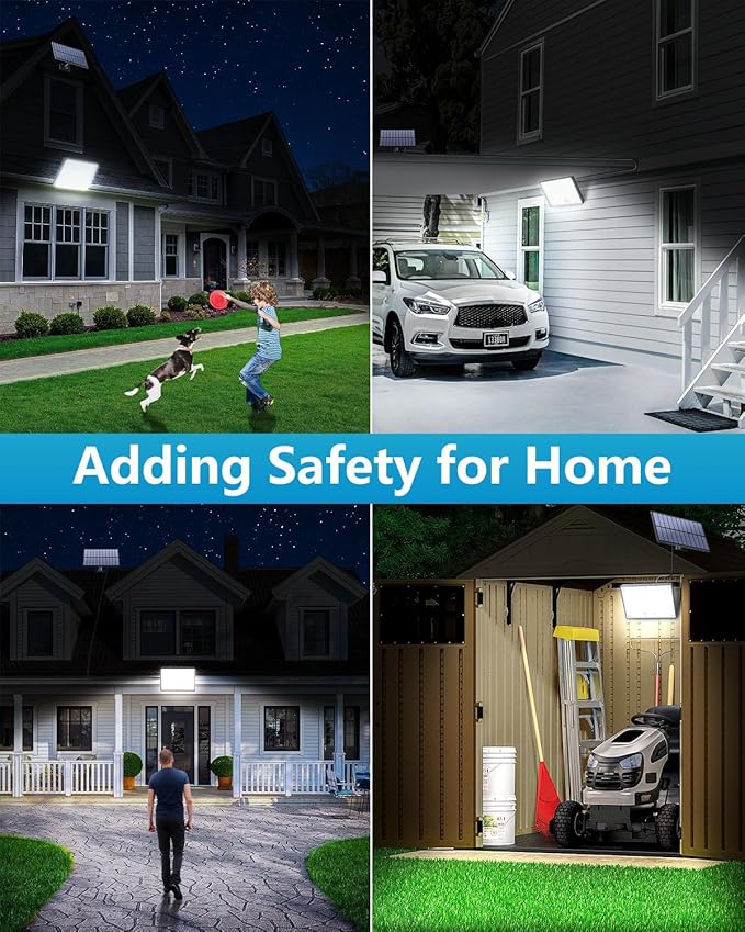 400LED Solar Lights Outdoor, IP67 Waterproof Solar Lights with 16.4ft Cable, 3 Modes & Remote Control Motion Sensor Outdoor Light for Garden, Garage, Patio, Pathway (2 Pack)