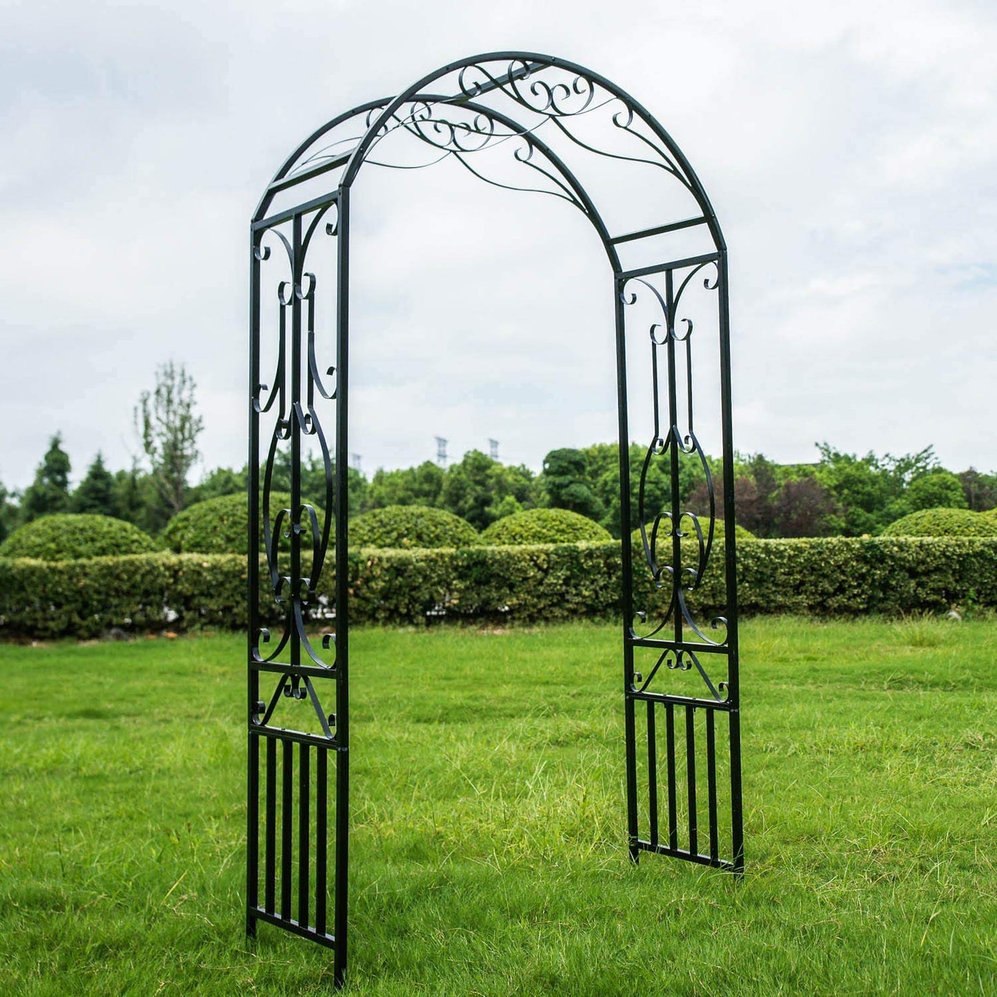 kinbor Garden Arches and Arbors Outdoor Black Metal Arbor for Climbing Plants Vines Roses Wedding Archway