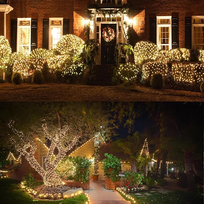 LAMPHOME Warm White Christmas Mini Lights, 32.5FT 100 LED String Lights with 16 Light Modes, Fairy Lights Plug in for Outdoor Xmas Trees Garland Wreath Holiday Decorations