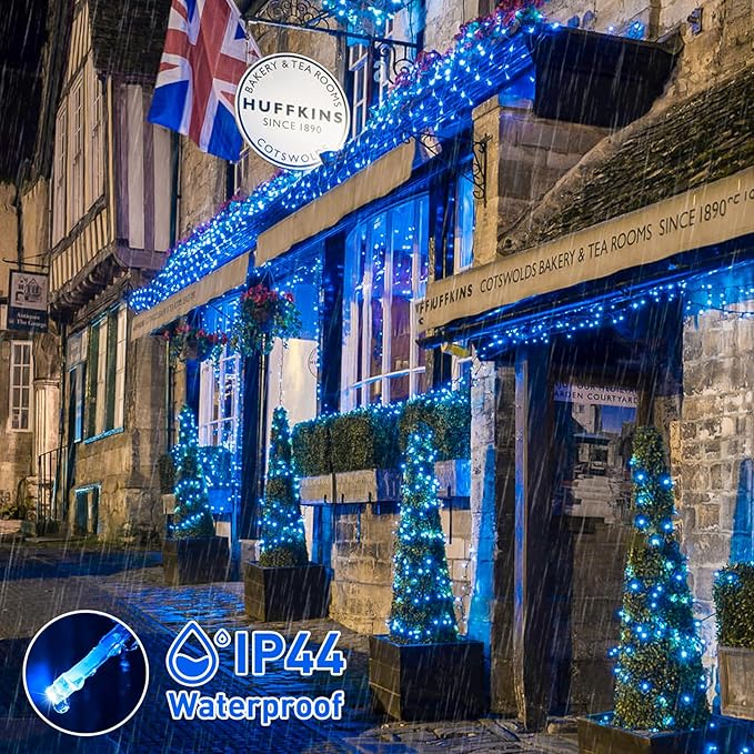 JMEXSUSS 150 LED Blue Christmas Lights Indoor Outdoor, Connectable 59 ft String Lights Plug in, 8 Modes Blue Twinkle Fairy Lights for Bedroom Patio Party Tree Christmas Decorations