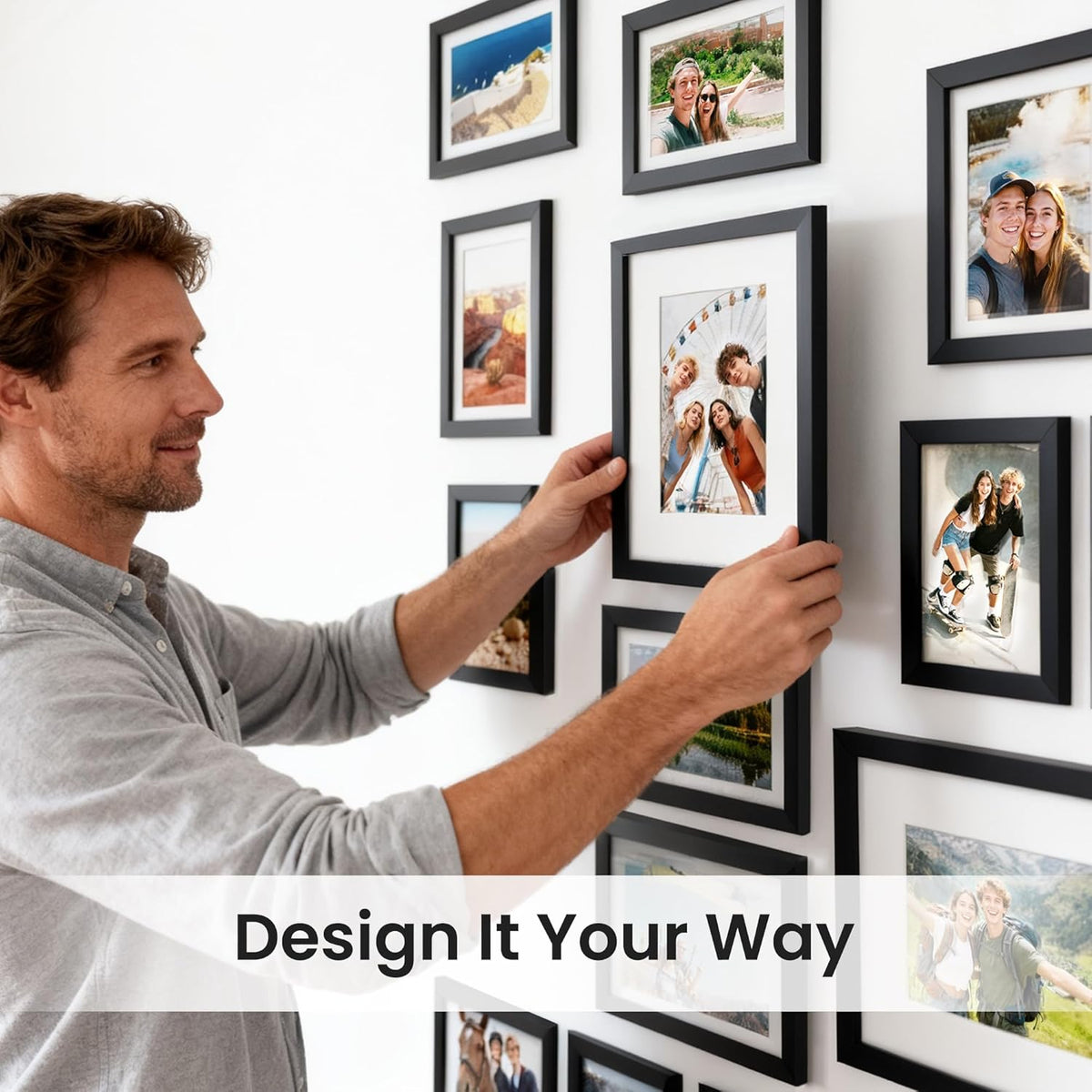 Upsimples 19-Pack Picture Frames Set - Versatile Wall Decor & Tabletop Display | Multi-Size Black Frames (8x10, 5x7, 4x6)