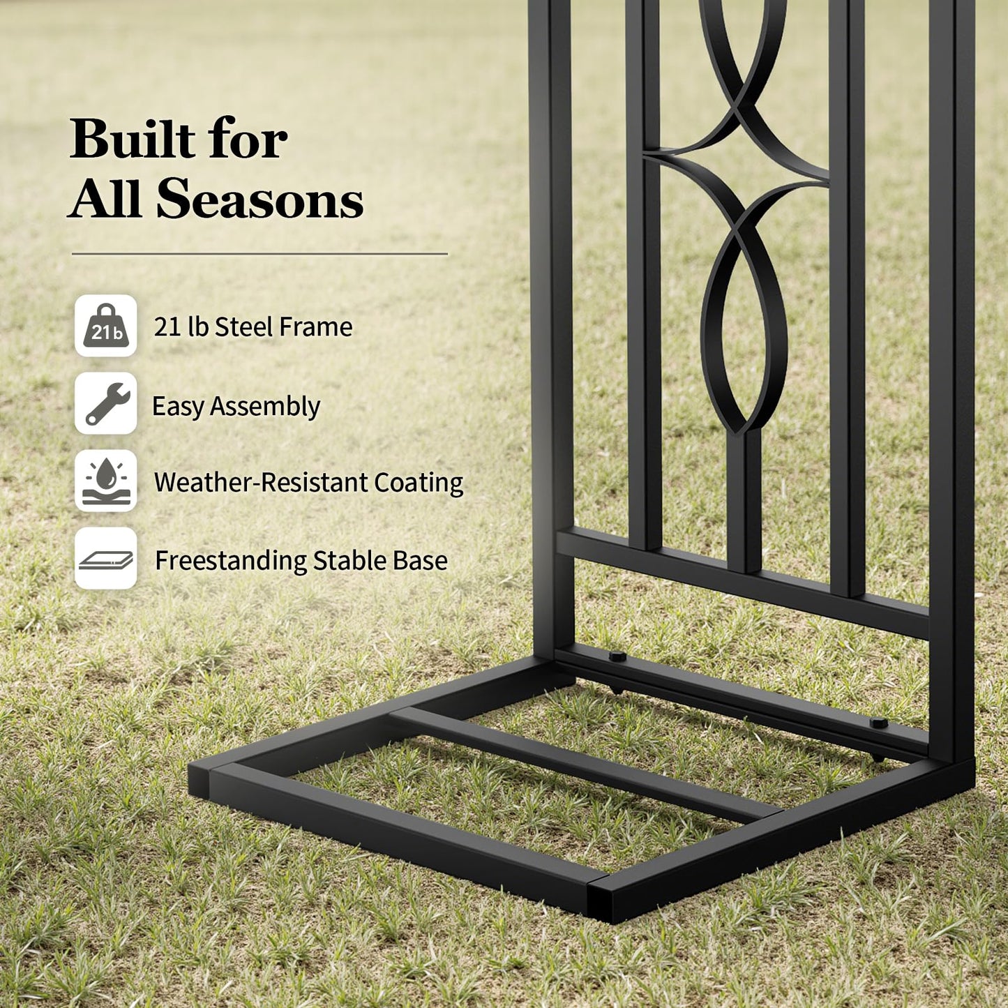Metal Garden Arch, Heavy Duty Garden Trellis for Climbing Plants, with Enlarged Base for Stability, Perfect for Wedding Arches & Bridal Party Decorations, 71" W x 87" H