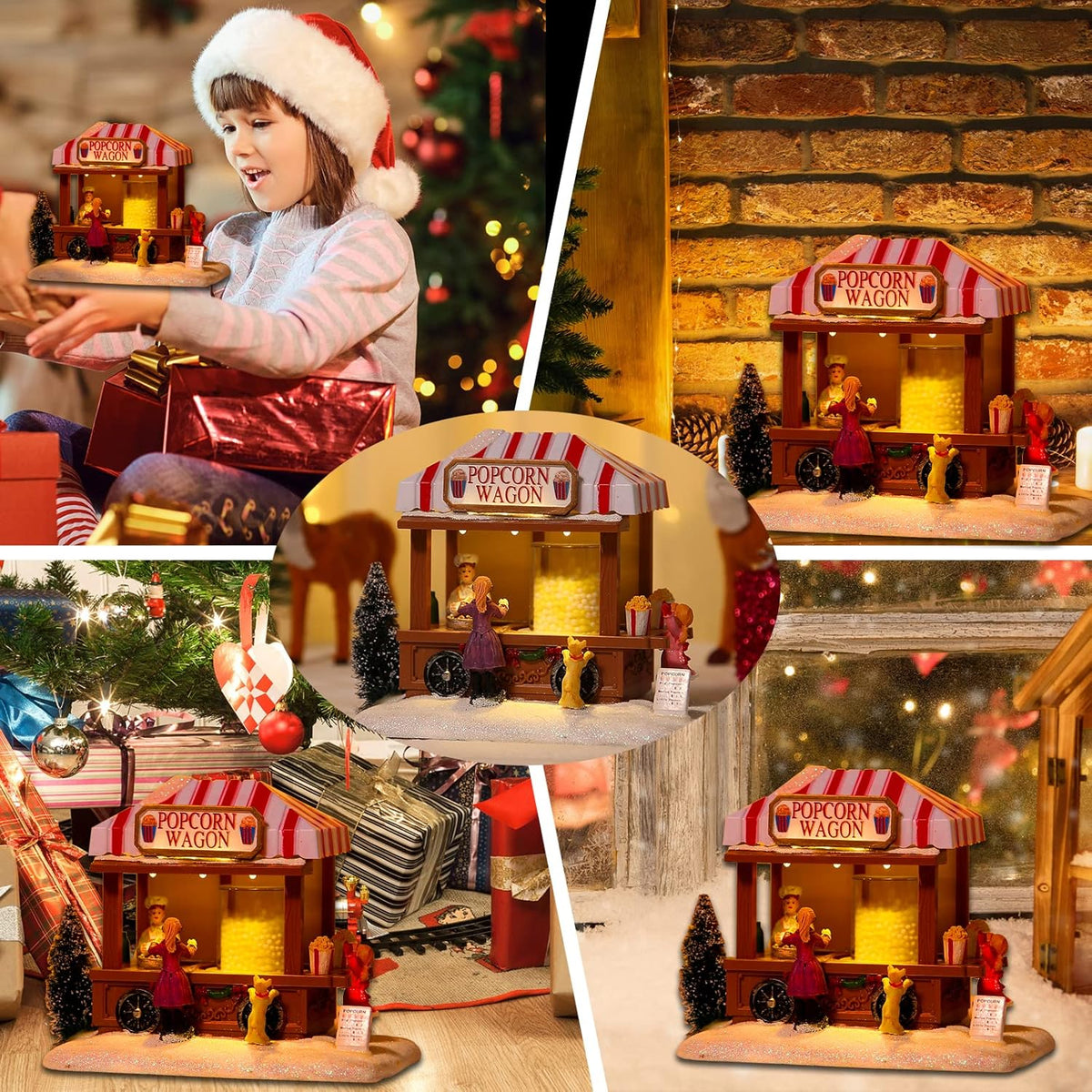 Skiennix Christmas Village Houses - LED Lighted Popcorn Village with 8 Music Features | Home Decor