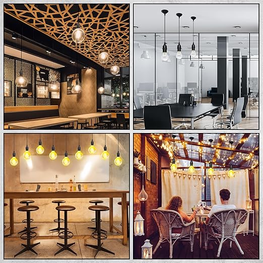 Retisee 10 Pack Hanging Pendant Light Cord Kit Bulk E27 Base 4ft Adjustable Hanging Heavy Duty Industrial Edison Bulb Lamp Swag Light Kit for Kitchen Dining Room Terraces (Without Control Knob)