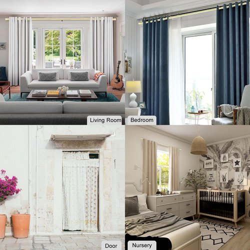 Byondeth Curtain Rods for Windows 16 to 240 Inches Adjustable Length 1 Inch Diameter Window Curtain Rod with Aluminium End Cap, Silver Gray