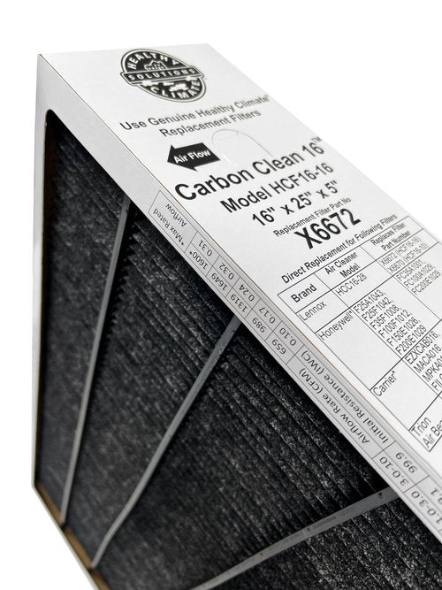 Lennox Healthy Climate Lennox X6672 16x25x5 Healthy Climate Carbon-Clean MERV 16 Filter Bundle with Same Day Supply Filter Change Reminder