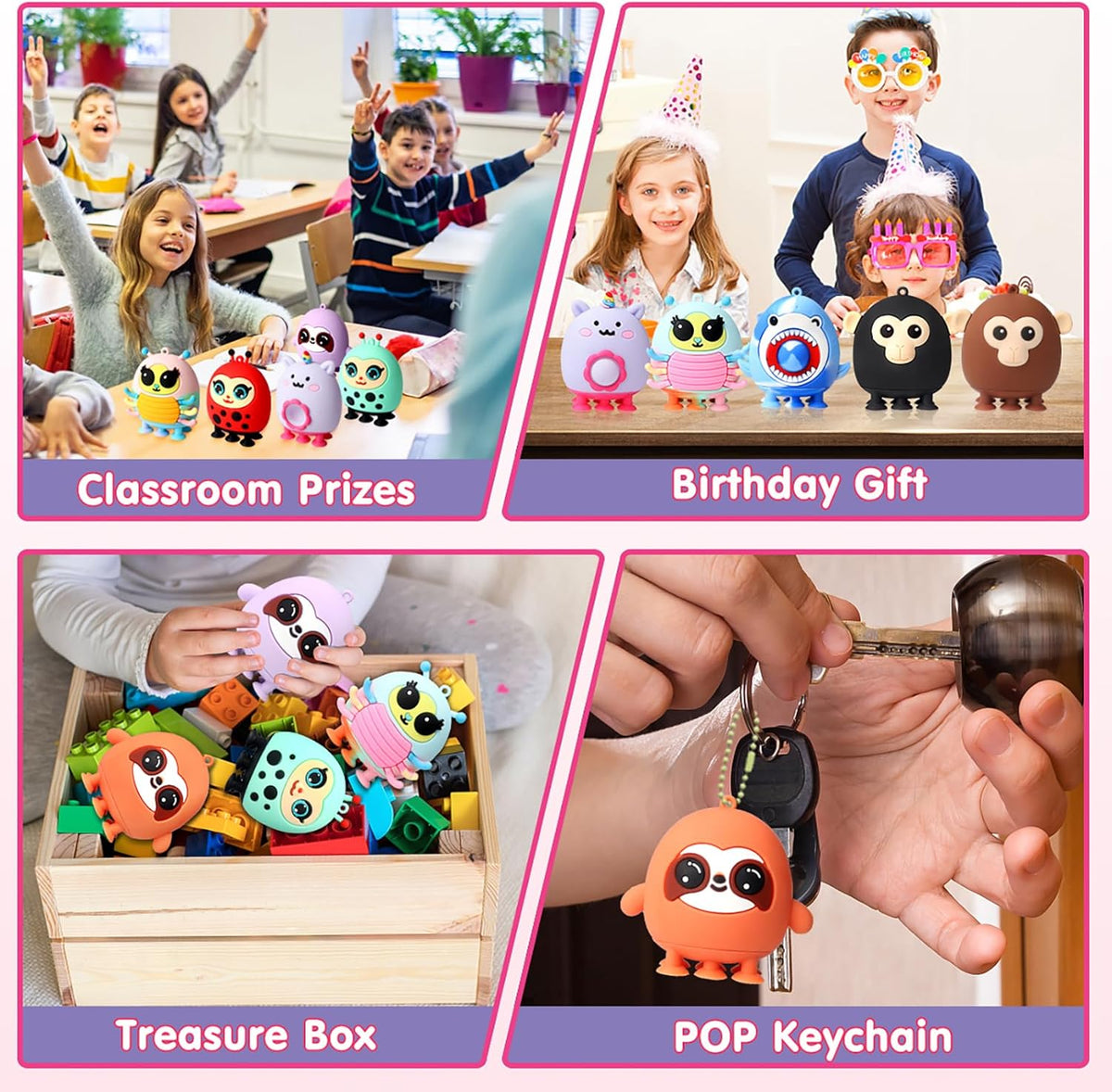 Skiennix 12 PCS Animal Suction Pop Fidget Toys - 3D Silicone Fun for Kids | Perfect Party Favors & Prizes