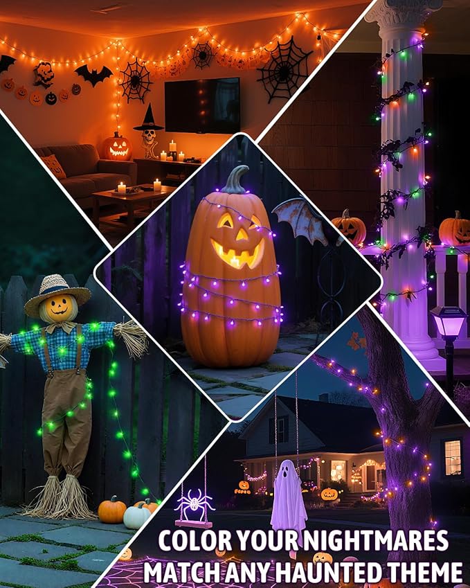 Halloween String Lights Battery Operated, Purple Fairy Lights with Timer Waterproof 9.8ft 30 LED Halloween Decorations for Outdoor Indoor Patio Party Garden Yard Decor