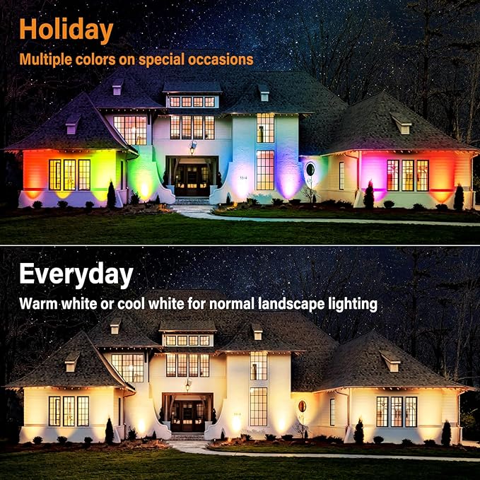 10W RGBW LED Landscape Lights Spot Lights Outdoor for Yard Garden Decor Spotlight, Landscape Lighting with 16 Color Changing and Remote IP68 Waterproof (12 pck)