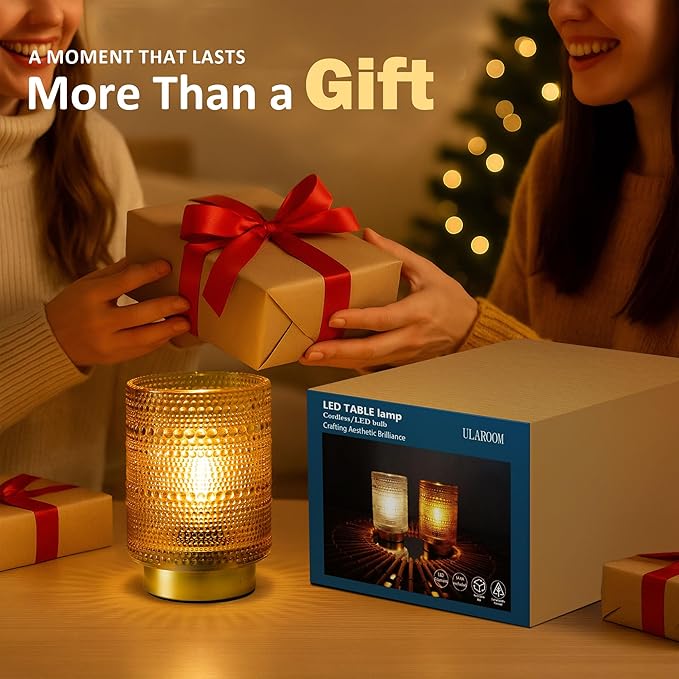 2 Pack Battery Operated Decorative Aesthetic Lamp with Timer for Bedside,Small Cordless Table Lamps with LED Warm Bulb for Bookshelf/Entryway/Nightstand/Dorm/Coffee Table/Office Cubicle Decor(Golden)