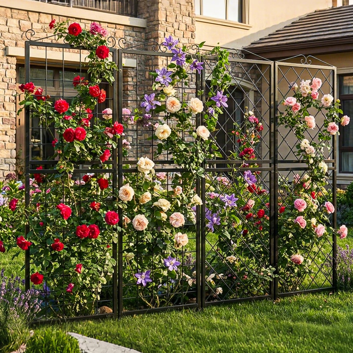 2 Pack 71 Inch Metal Garden Trellis for Climbing Plants, Thickened Square Tube Metal Garden Trellis for Vines Plant Rose Vegetable Support,Large Decorative Outdoor Trellis